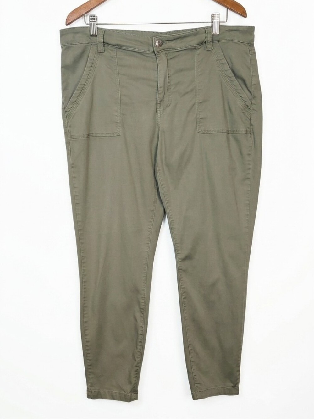 Tribal Jeans Olive Sage Green Utility Pants Soft Stretch Womens Size 14 Gorpcore